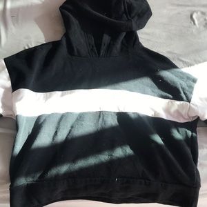 A black and white cropped hoddie